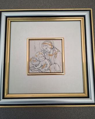Quadro Madonna su lastra argento 925