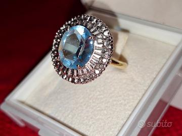 ANELLO ORO 9Kt PIETRA AZZURRA 