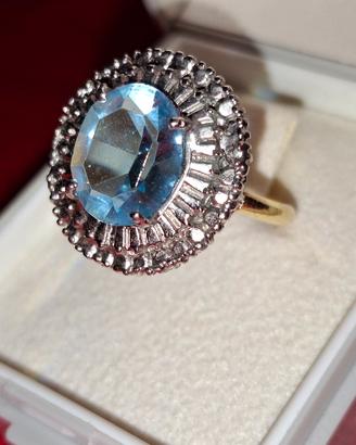 ANELLO ORO 9Kt PIETRA AZZURRA 