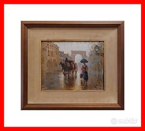 QUADRO INCORNICIATO, STRADA CON CARROZZA