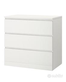 MALM Cassettiera Ikea 3 cassetti, bianco, 80x78