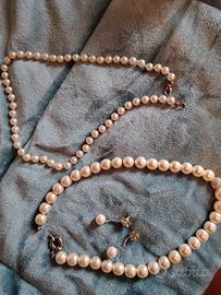 2 collana perle e orecchini 