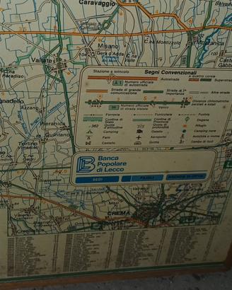 Quadro mappa d'epoca  Banca Popolare di Lecco 1979