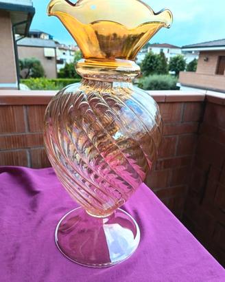Vaso Vintage Globulare Vetro artistico Iridato