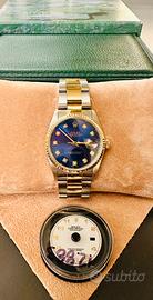Rolex datejust 16233  blu diamanti / bianco