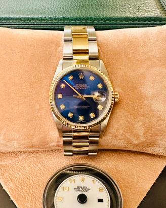 Rolex datejust 16233  blu diamanti / bianco