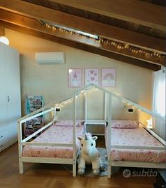 doppio letto a casetta in legno 