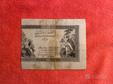 Banconota 100 lire 1 Settembre 1799 Regie Finanze