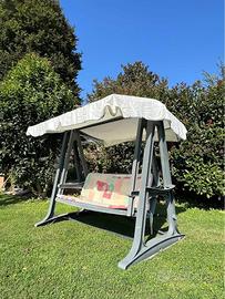Dondolo da giardino 3 posti con cuscini e parasole
