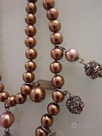COLLANA CON PERLE COLOR BRONZO