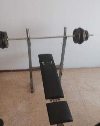 PANCA PIANA BILANCIERE E 60KG DI DISCHI