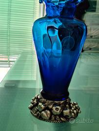 vaso blu elettrico con base argento 925