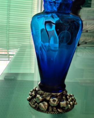 vaso blu elettrico con base argento 925