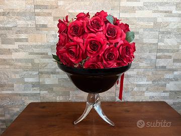 Vaso in vetro base trasparente parte alta nero