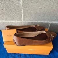 Tod's Ballerine Marroni in Pelle - Nuove con Scato