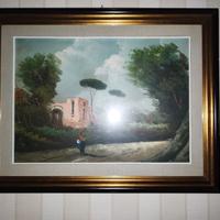 Quadro: paesaggio di campagna con donna