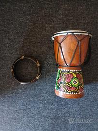 Bongo/Djembe africano piccolo di legno e pelle