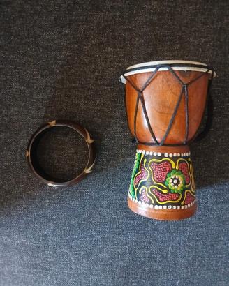 Bongo/Djembe africano piccolo di legno e pelle