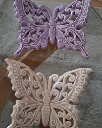 coppia di farfalle in ceramica di Puglia