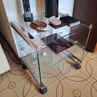 Tavolino Gallotti & Radice cubo vetro e acciaio 