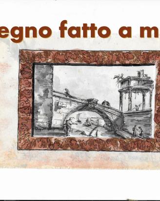 Disegno mano Venezia Capriccio lagunare del 1700