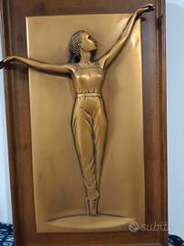 Art déco bassorilievo anni 50-70 bronzo/ottone