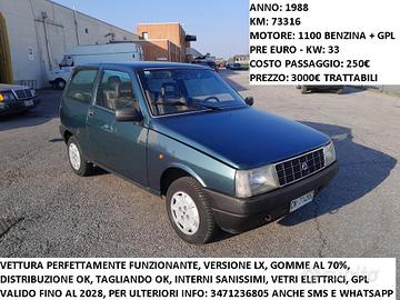 Autobianchi Y10 Fire 1988 LX - GPL VALIDO 2028