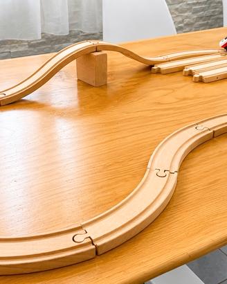 Set pista trenino in legno con ponte e trenino