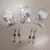 Orecchini lunghi di ematite e cristallo naturale