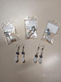 Orecchini lunghi di ematite e cristallo naturale