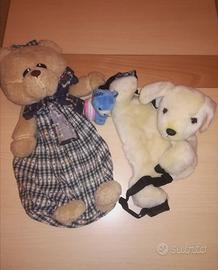 Set 3 peluche morbido porta pigiama oggetti gioie 