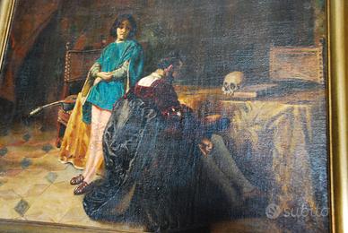 QUADRO DIPINTO OLIO TEMA STORICISTA CONTE DI LARA