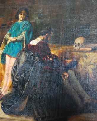 QUADRO DIPINTO OLIO TEMA STORICISTA CONTE DI LARA