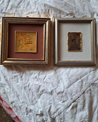 Decorazioni (2pz.) da parete, con cornice in legno