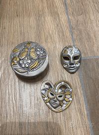 Oggetti decorativi vintage metallo con cristalli