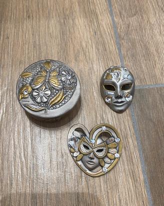 Oggetti decorativi vintage metallo con cristalli
