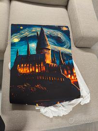 Stampa castello Hogwarts stile Van Gogh