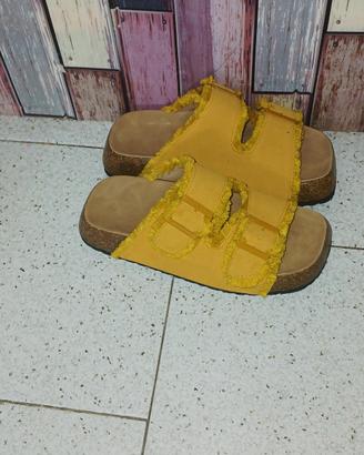 sandalo donna giallo frange taglia 37 