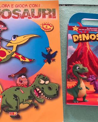 Set 2 Libri Attività Dinosauri Colora e Gioca