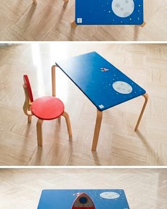 Set Tavolo e Sedia Legno Scratch Spazio Razzo