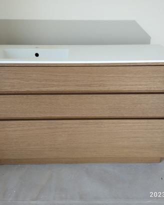 bagno listellare rovere con 1 pensile top corian