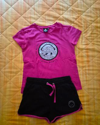 Completo t-shirt e  shorts bambina Smiley 