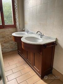 mobile bagno doppio legno e marmo