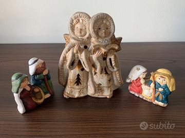 3 pezzi ceramiche Natalizie portacandele