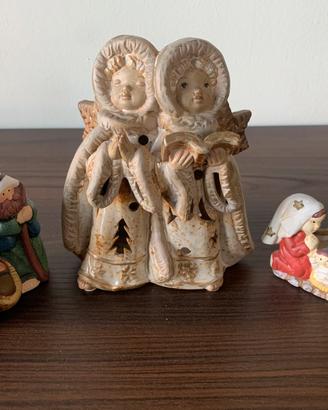 3 pezzi ceramiche Natalizie portacandele