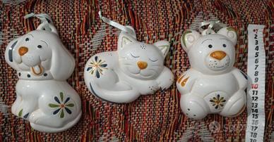 3 animali ceramiche decorative da appendere