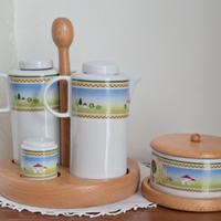 Set olio, aceto, pepe e sale + formaggiera