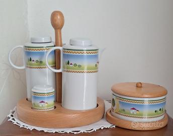 Set olio, aceto, pepe e sale + formaggiera