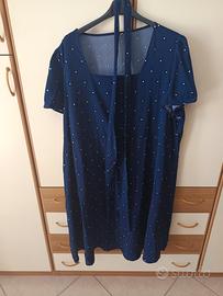 vestito blu a pois