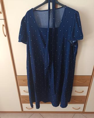 vestito blu a pois